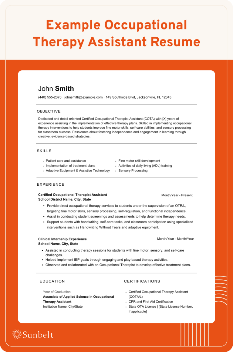 Occupational Therapy Assistant - OT Assistant Resume 768x1160 